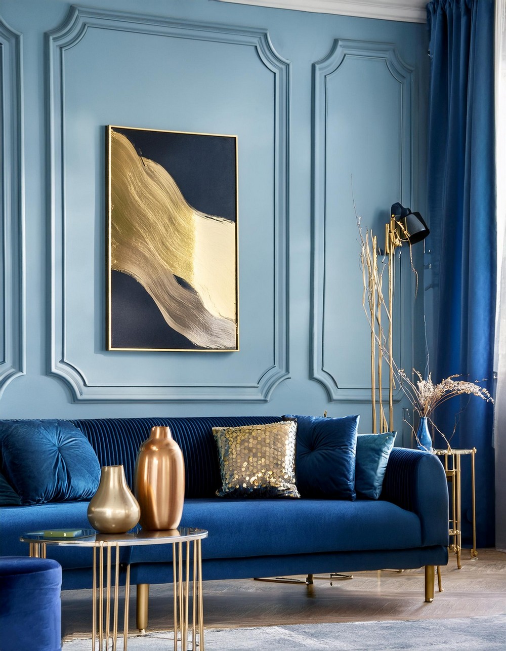 High Gloss Blue Living Room