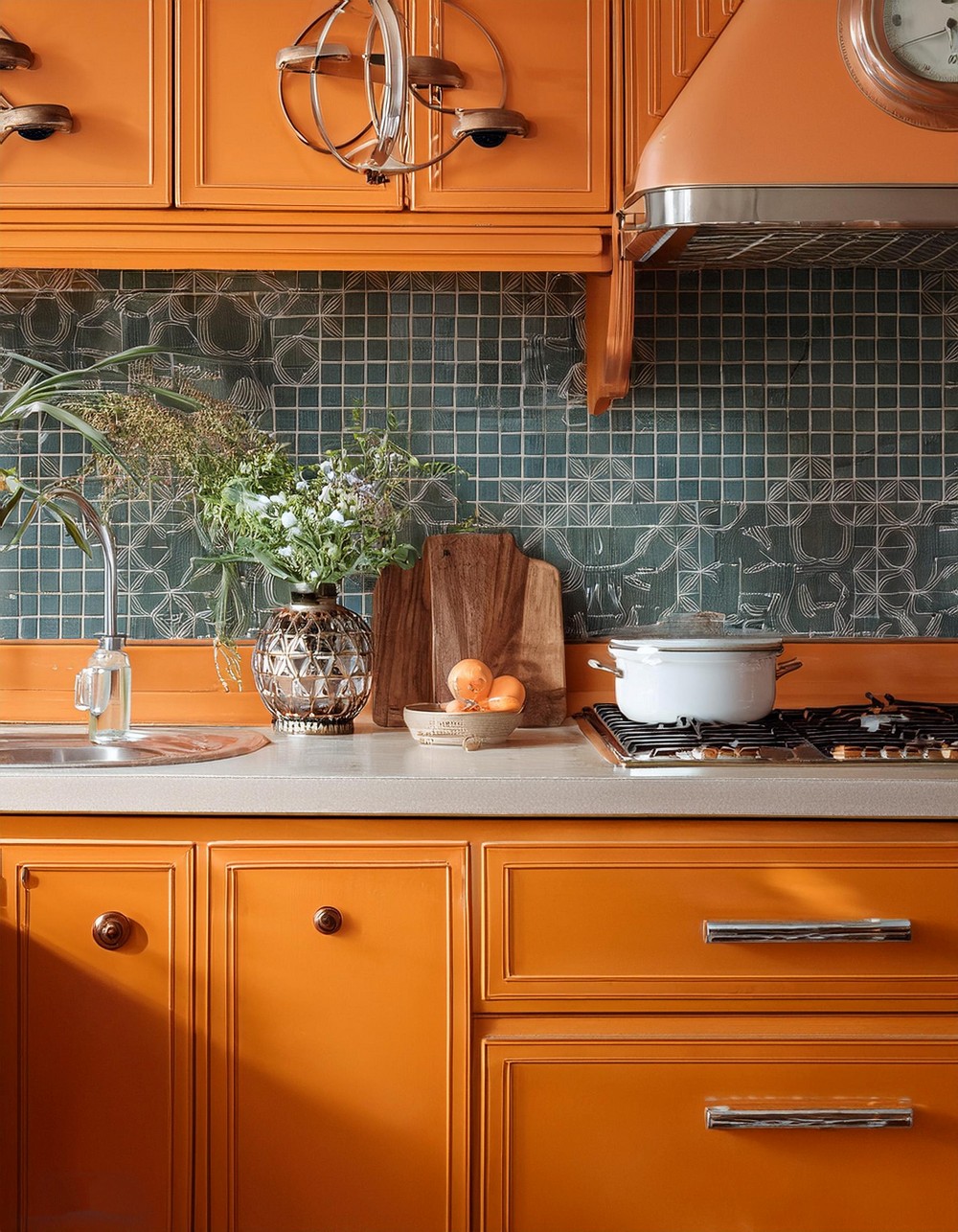 Bold Orange Accent Captures 1960s Charm