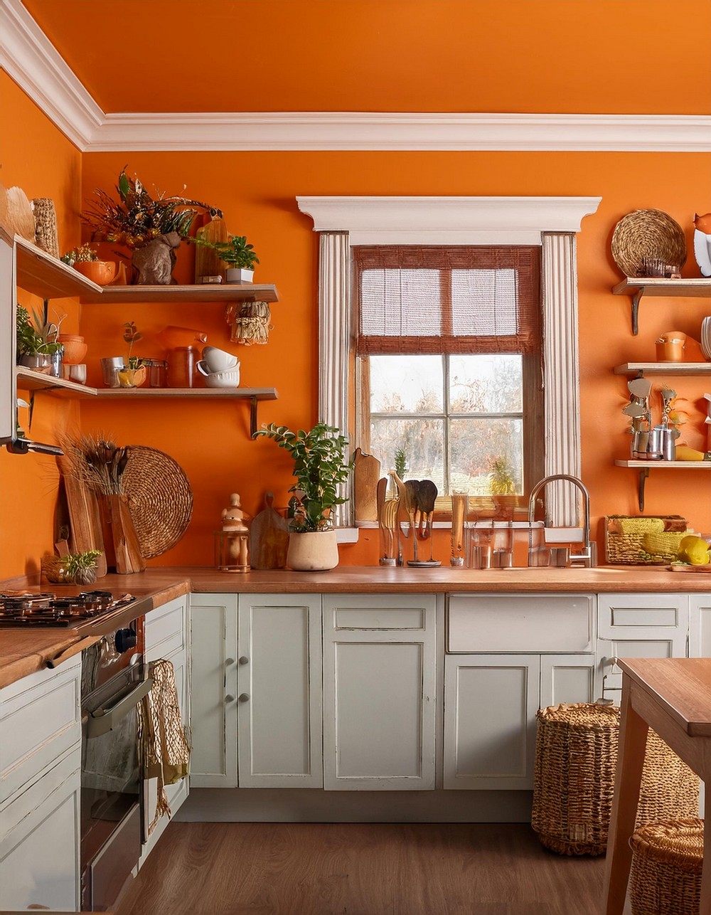 Bold Orange Walls And Vintage Touches