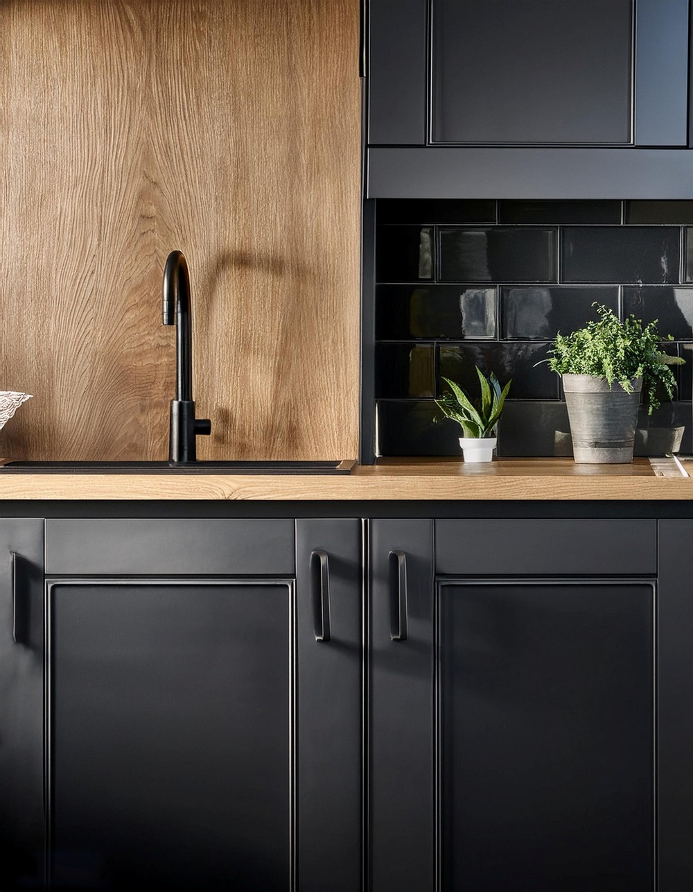 Matte Black Island with Sleek Handles