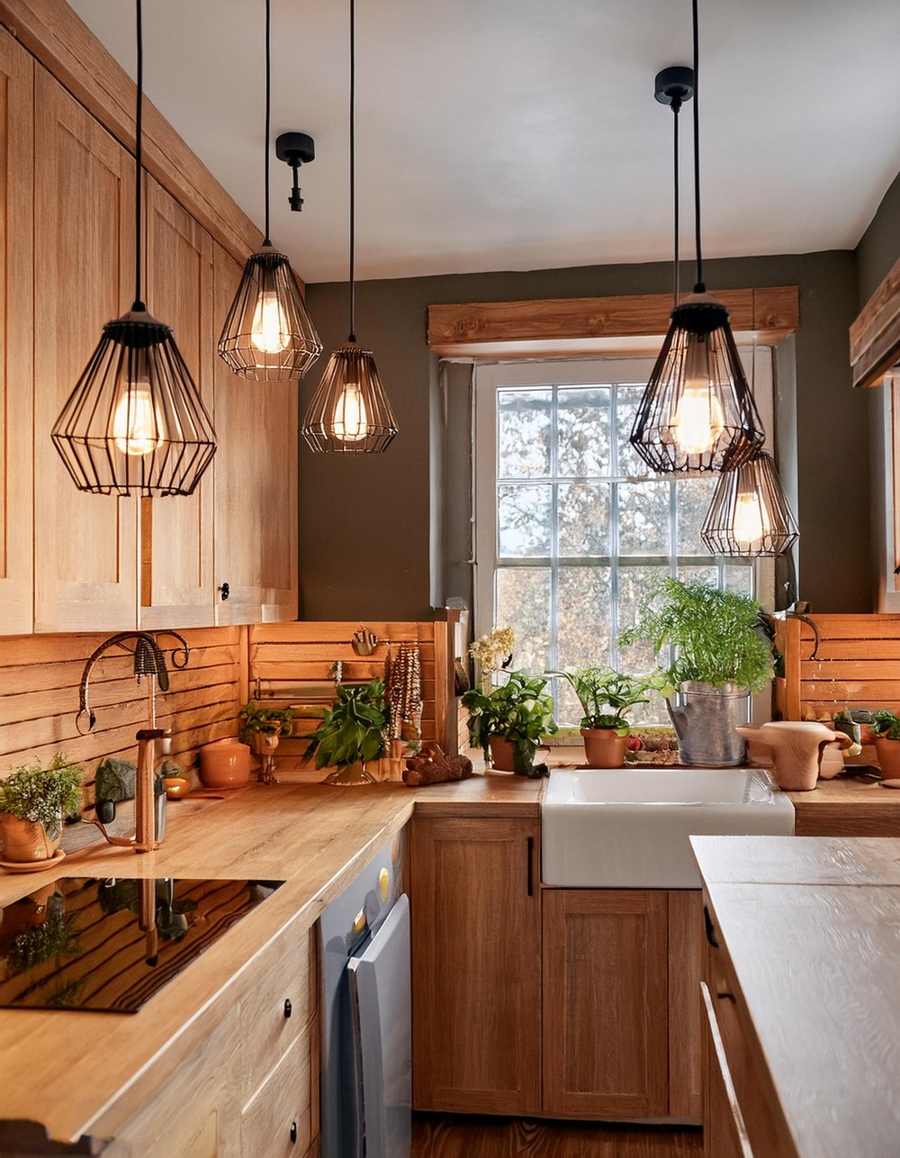 Rustic Elegance with Hanging Pendants