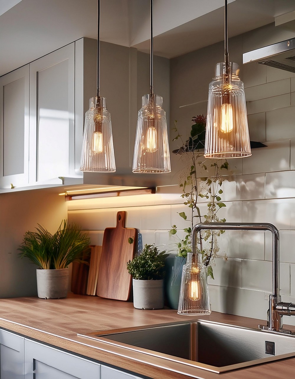 Transitional Style with Elegant Glass Pendants