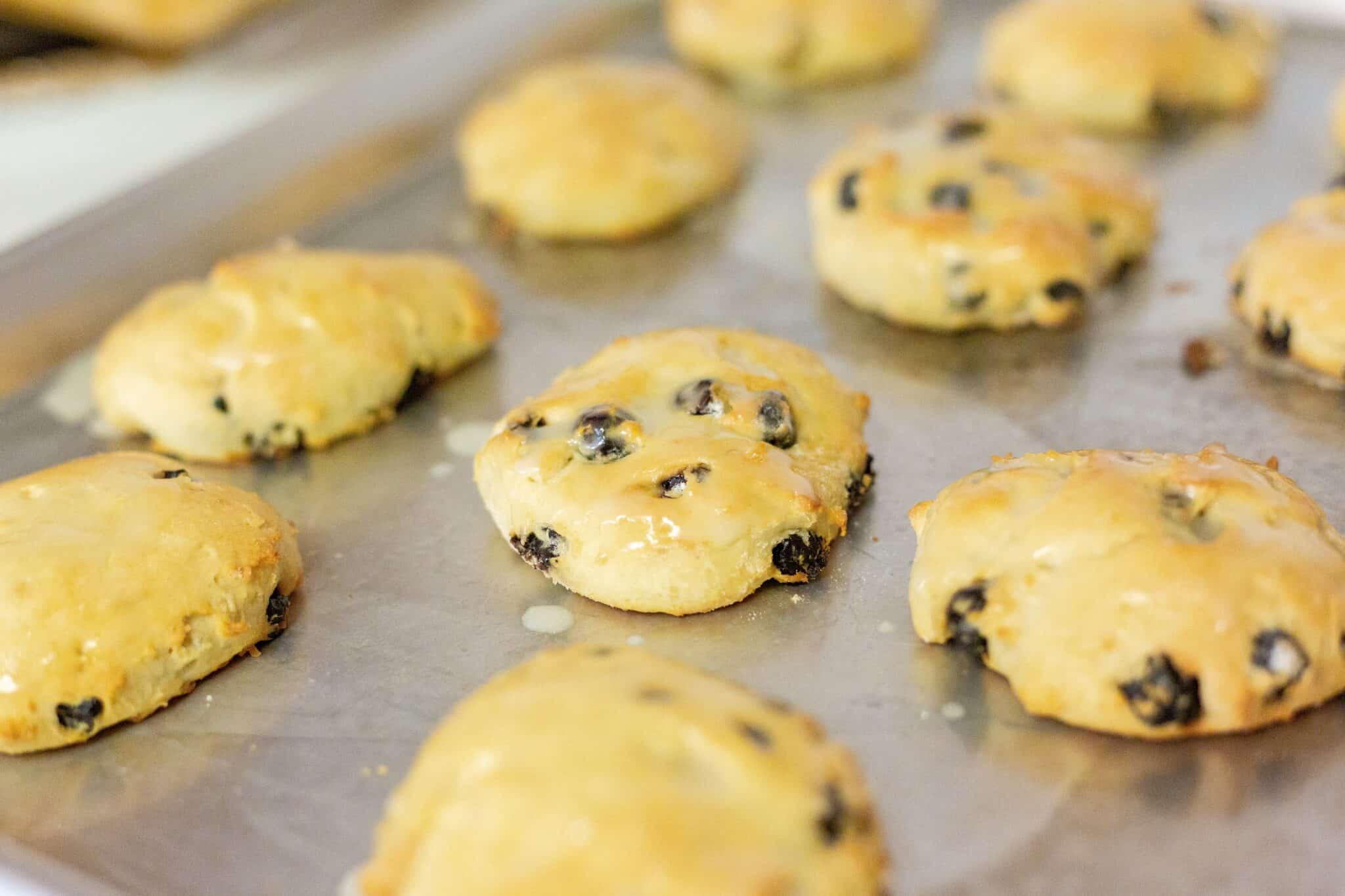 Buttermilk Blueberry Biscuits with Lemon Glaze 