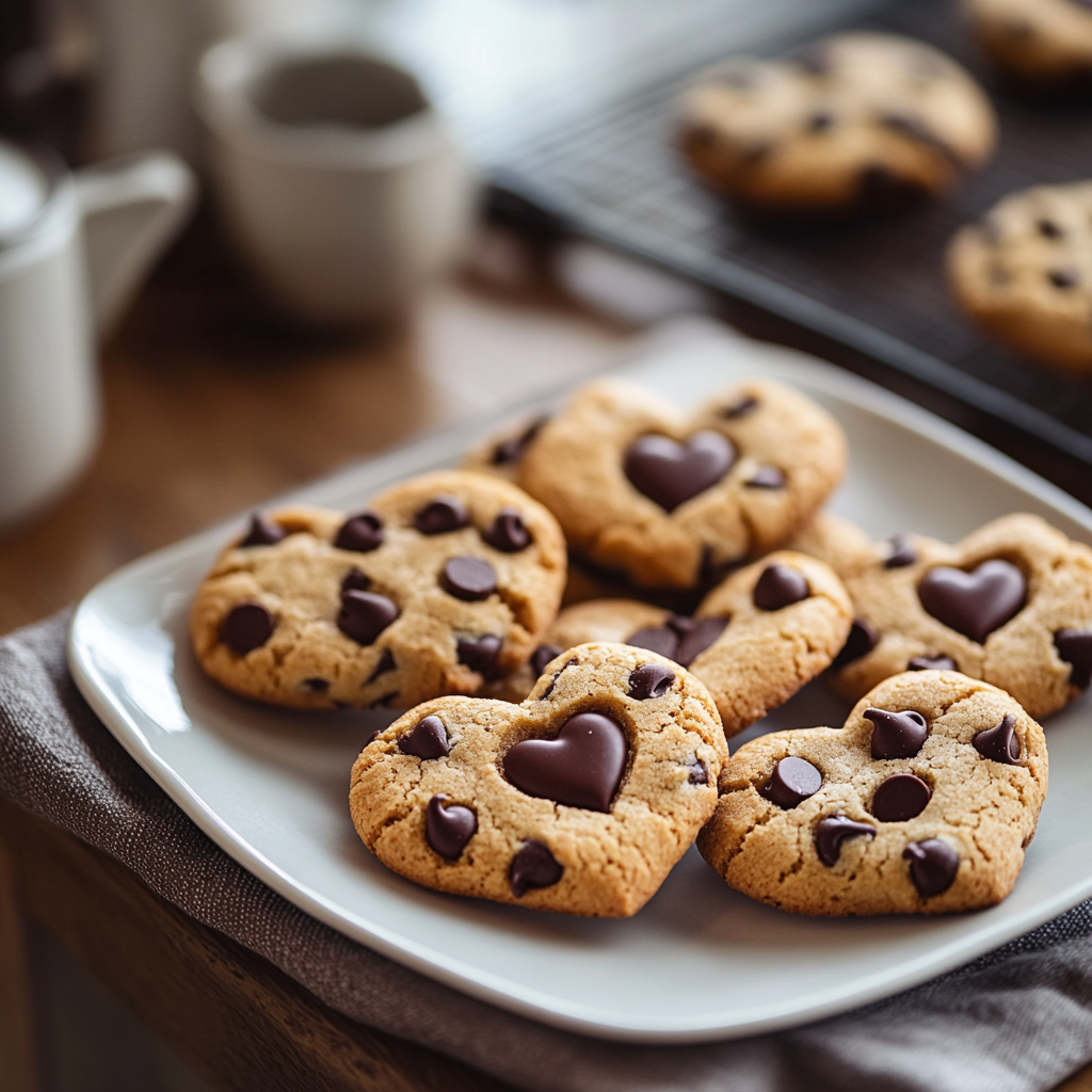 Chocolate Chip Cookies Heart shaped