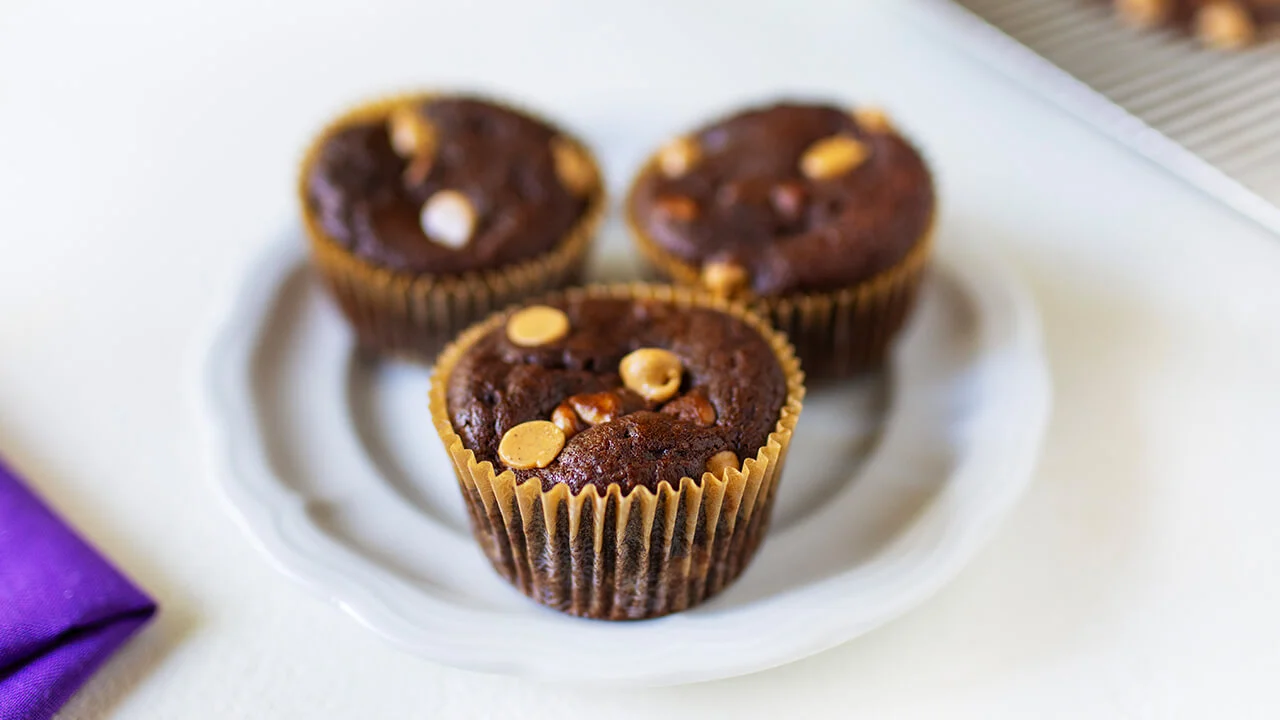 Chocolate Peanut Butter Chip Protein Muffins