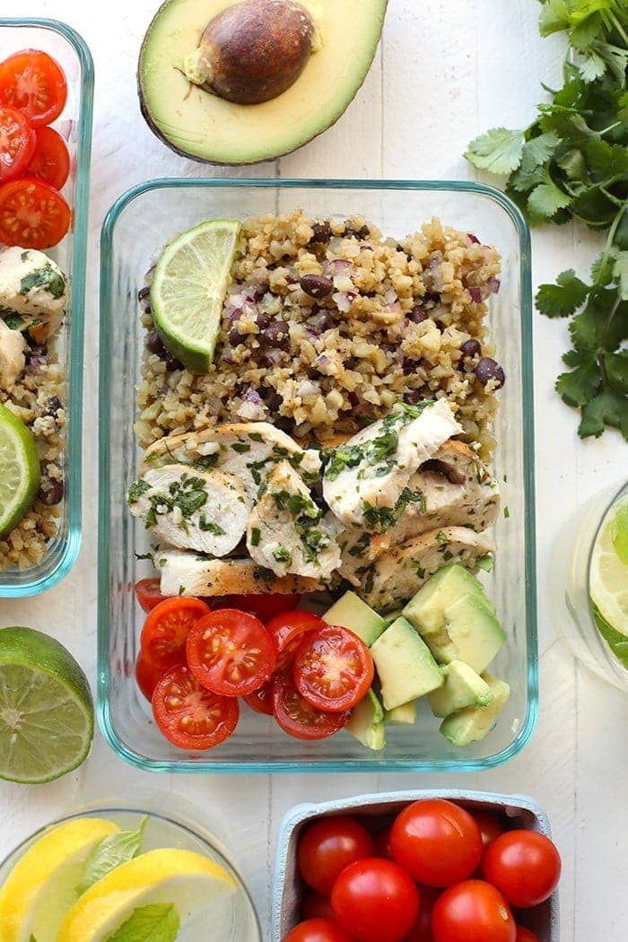 Cilantro Lime Chicken Meal Prep with Cauliflower Rice