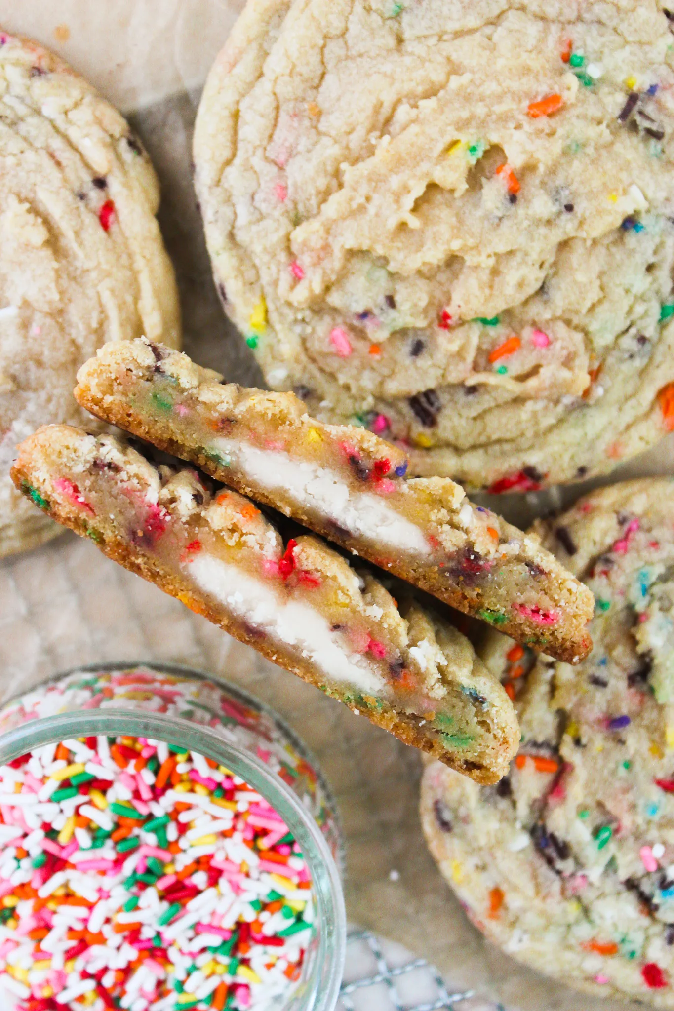 Funfetti Frosting Stuffed Cookies