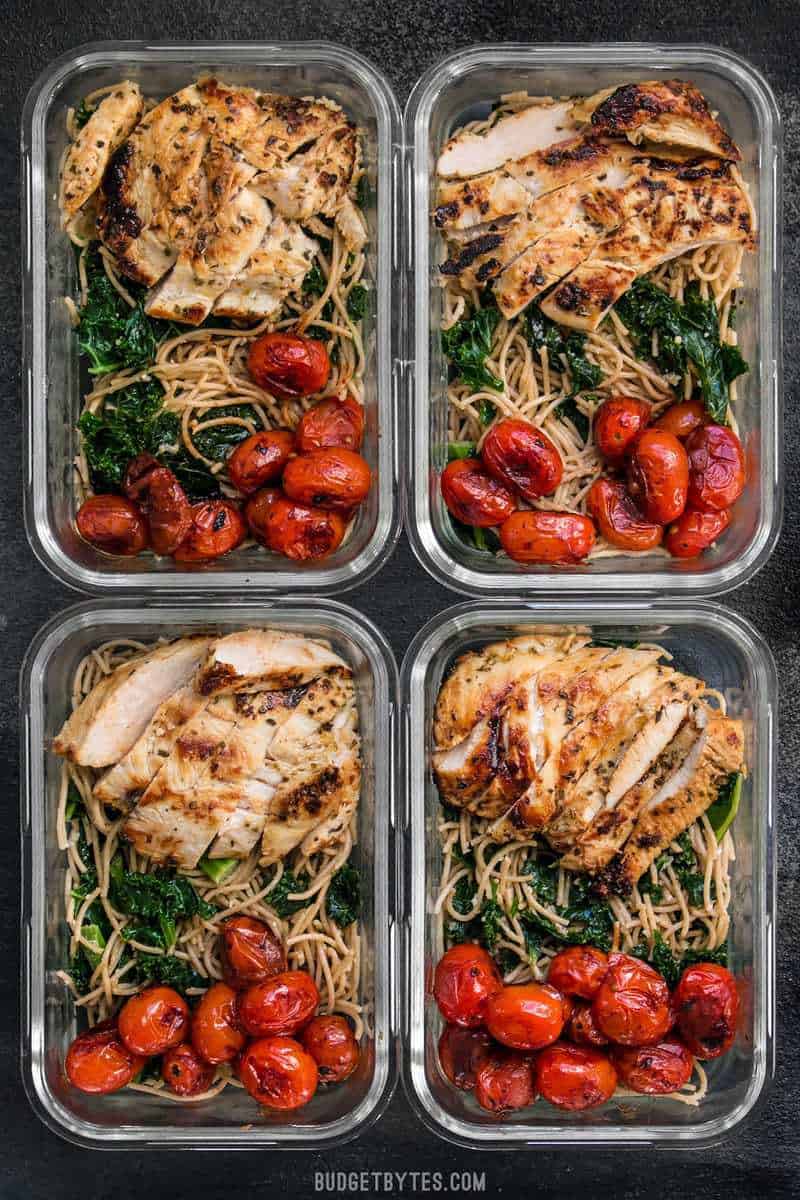 Garlic Parmesan Kale Pasta Meal Prep