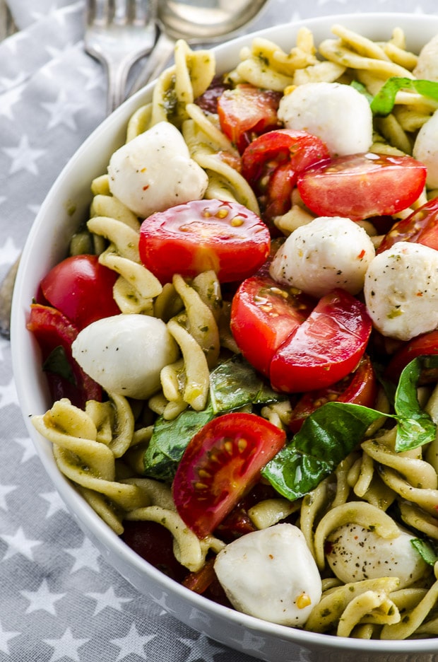 High Protein Caprese Pasta Salad