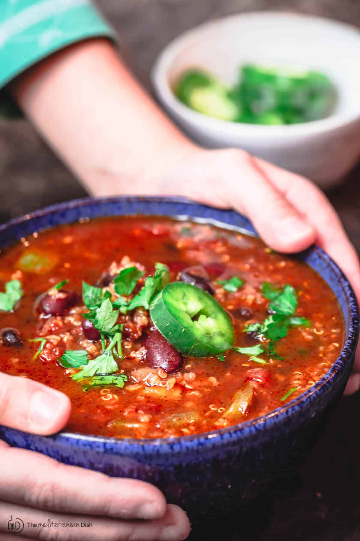 Homemade Vegan Quinoa Chili with a Mediterranean Twist