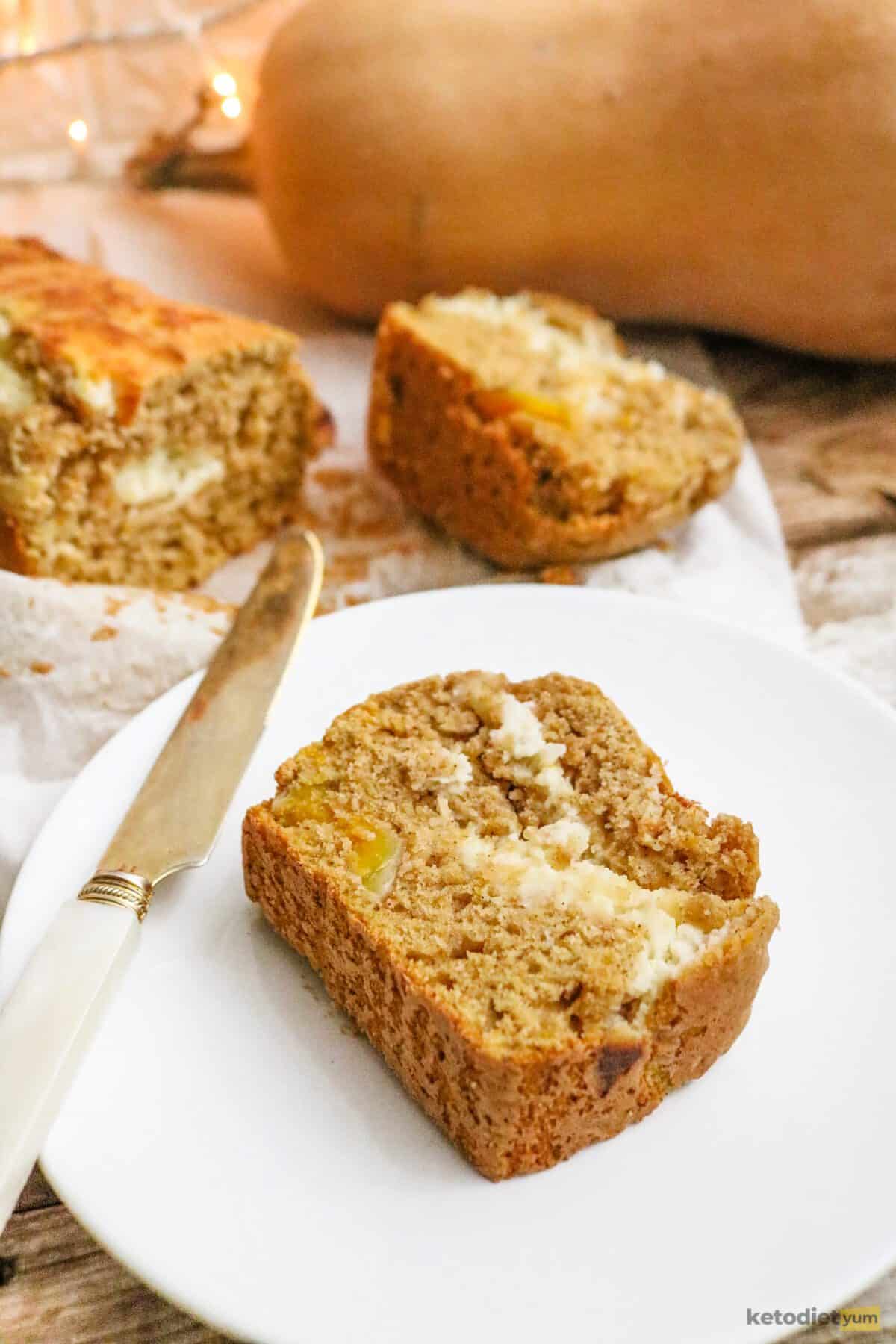 Keto Pumpkin Bread Recipe with Cream Cheese Filling