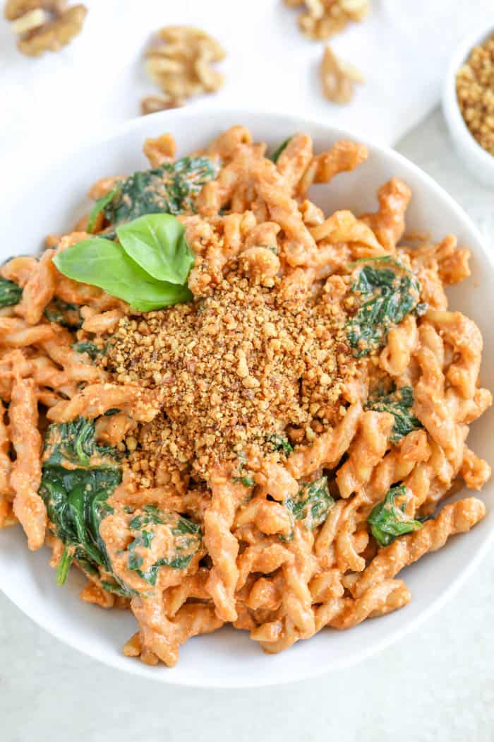 Pasta with Creamy Vegan Walnut-Tomato Sauce