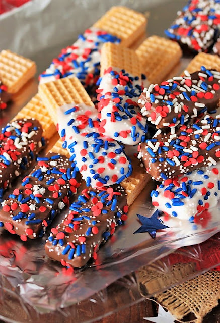 Red White & Blue Chocolate-Dipped Sugar Wafers 