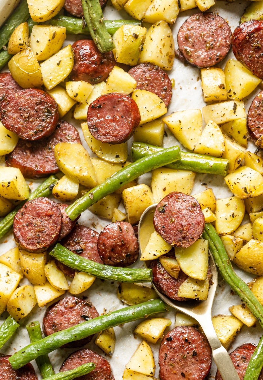 Sheet Pan Sausage with Potatoes & Green Beans