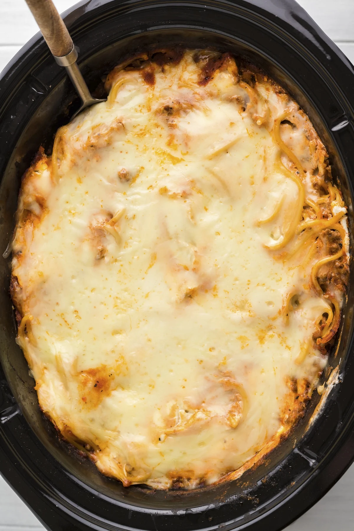 Slow Cooker Baked Spaghetti