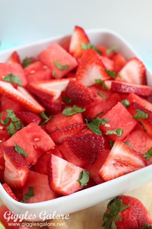 Strawberry Watermelon Salad with Honey Lime Vinaigrette 