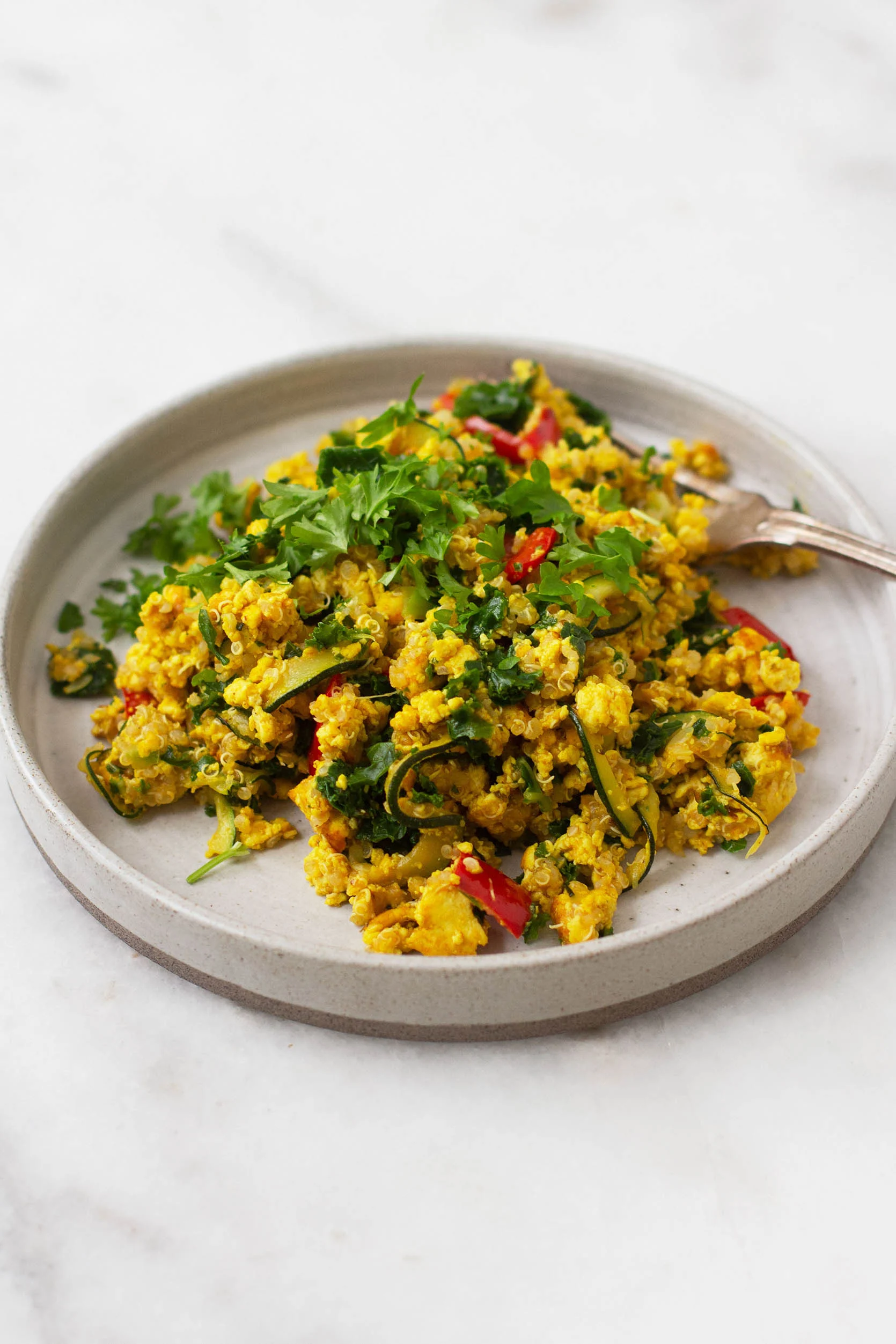 Tofu Quinoa Veggie Scramble