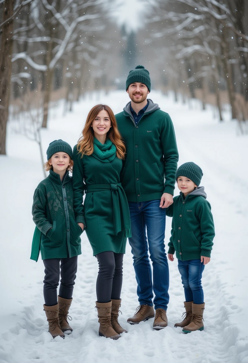 Emerald Green Winter Family Photo Outfit