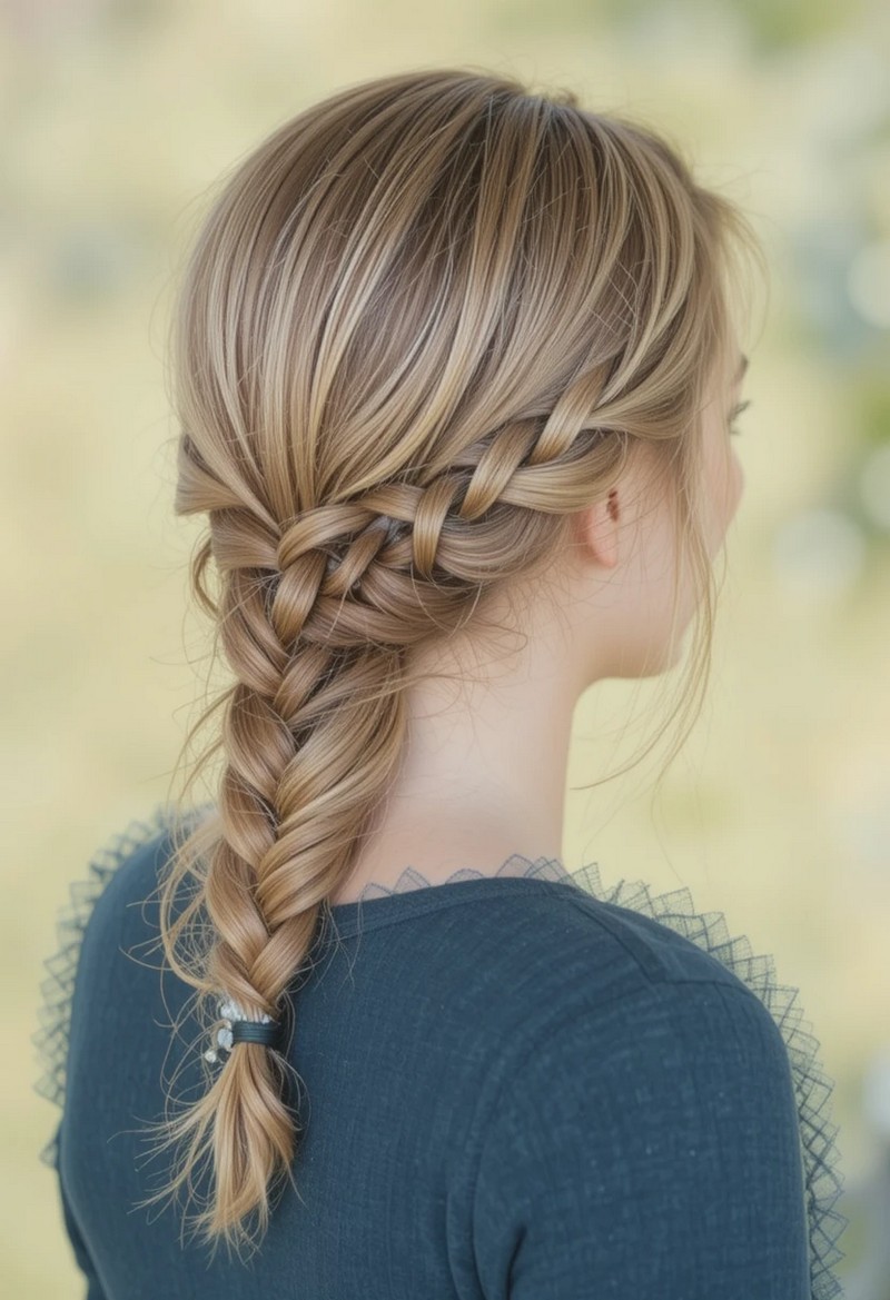 French-Braided Low Ponytail