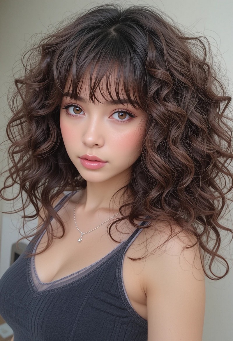 Full Curls With Bangs