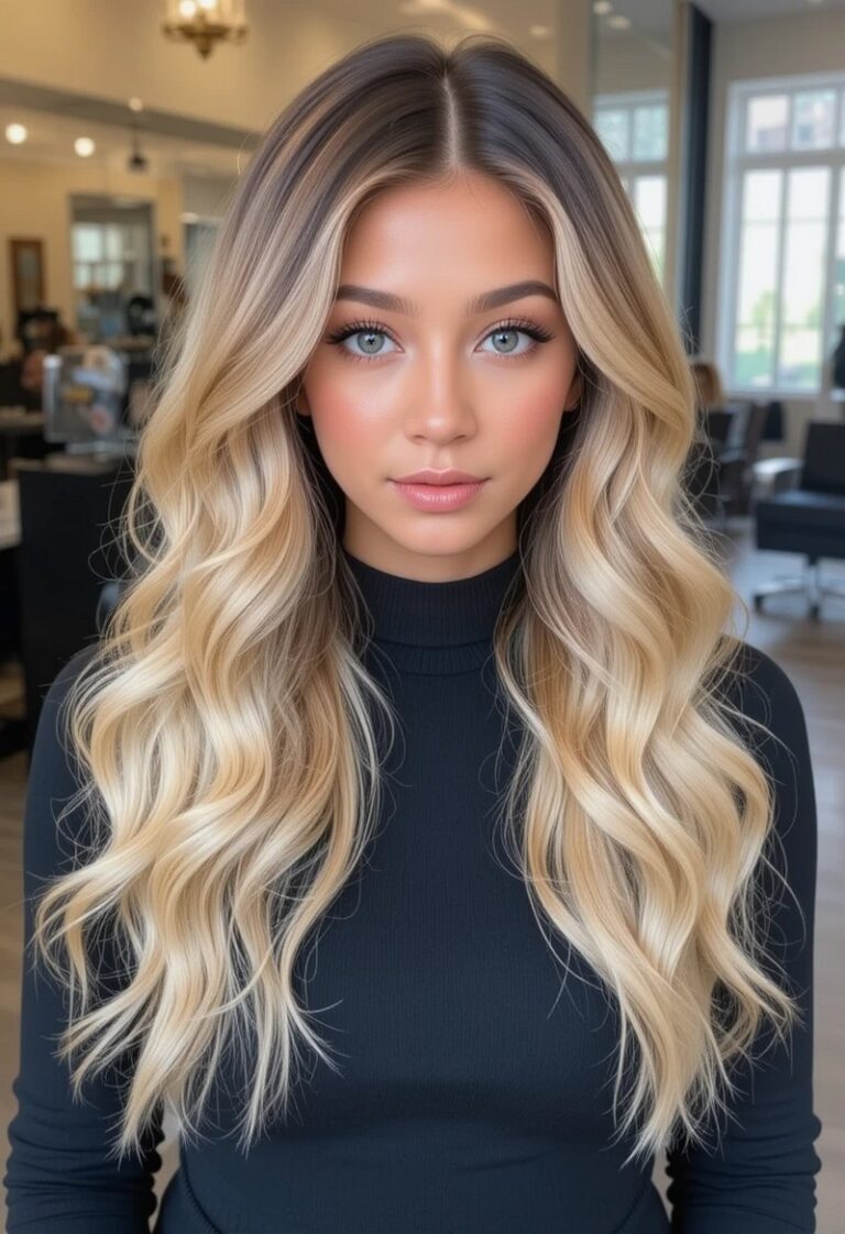 Golden Blonde Side-Swept Waves