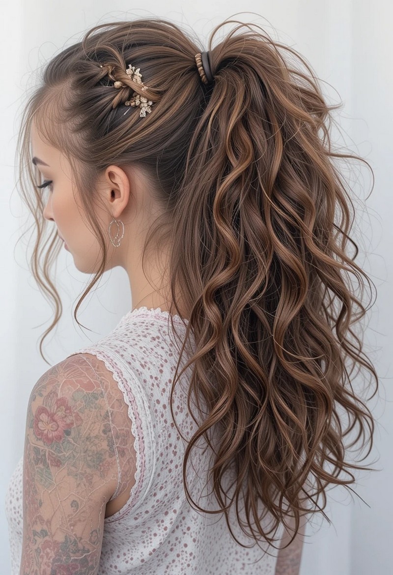 Pumped-Up Curly Ponytail