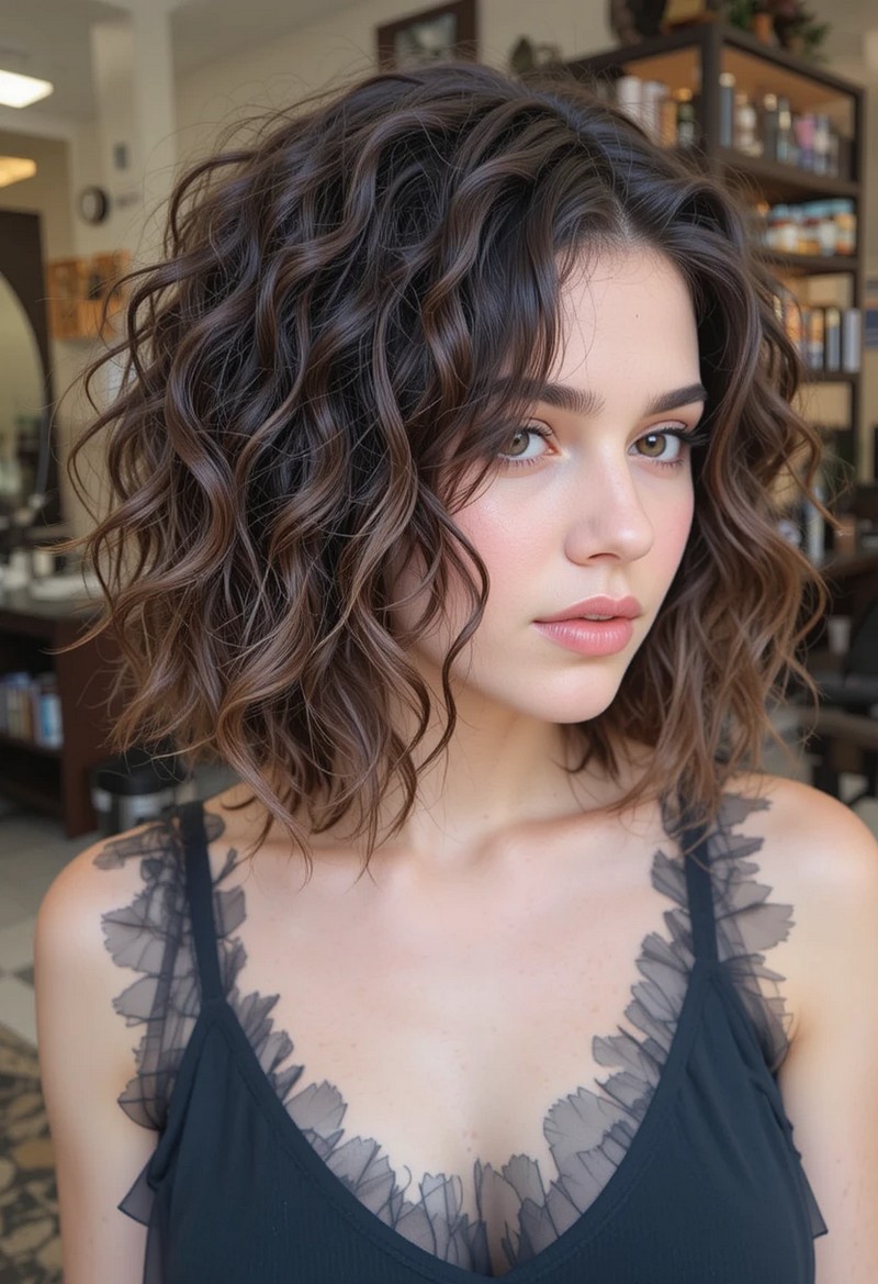 Shaped Curly Cut