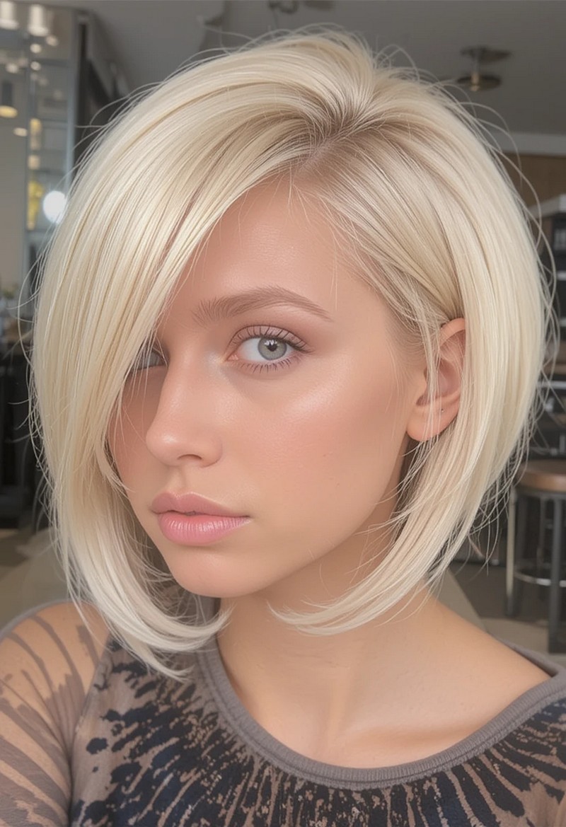 Side swoop on short hair