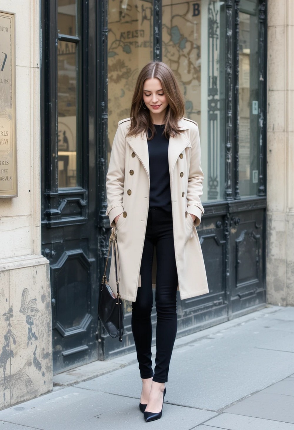 Trench Coat and Black Pants