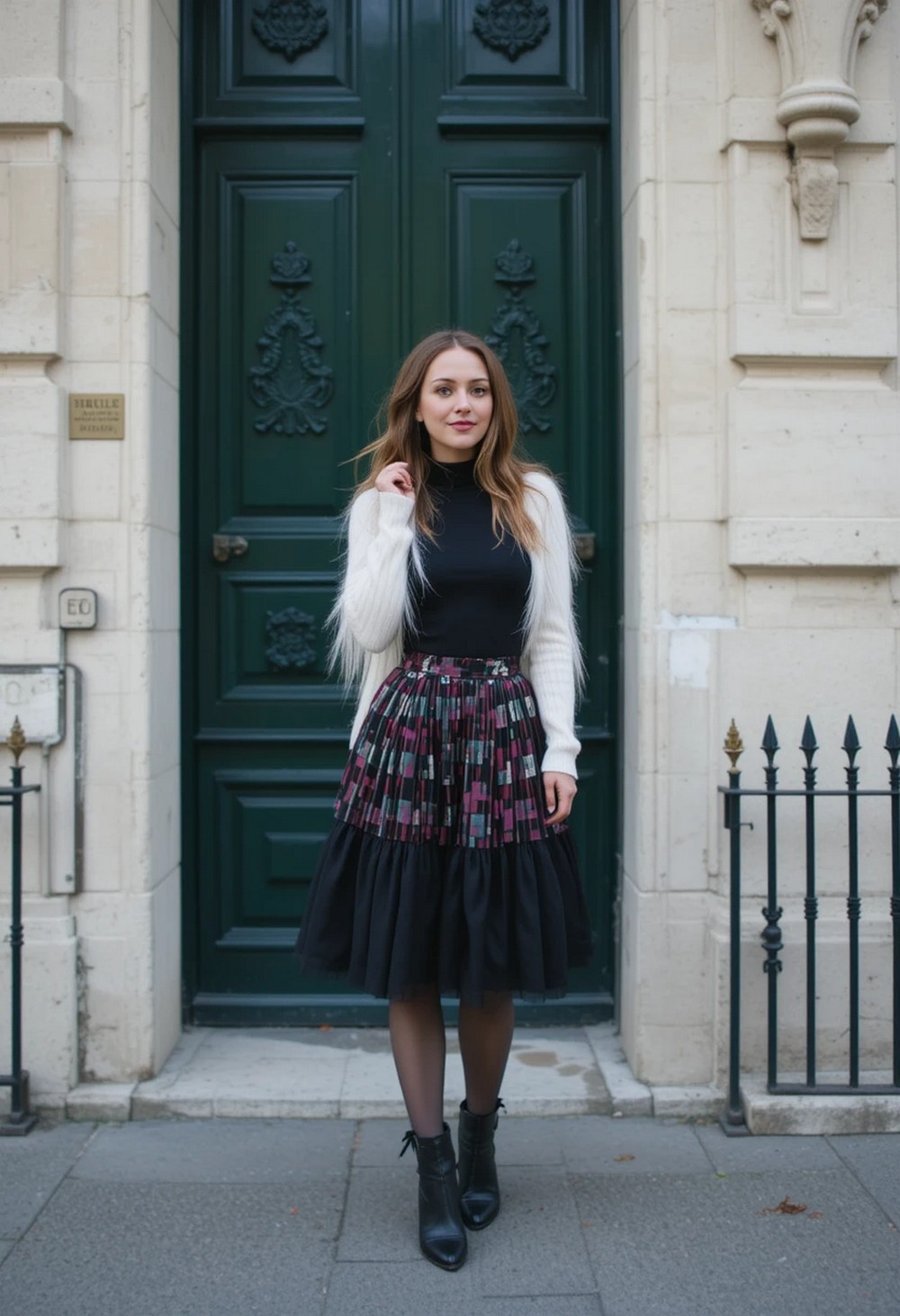 Turtleneck and Statement Skirt